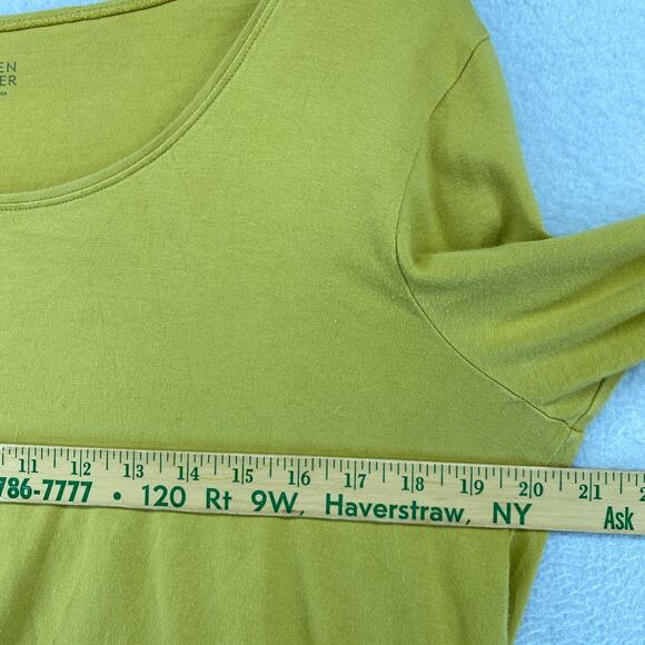EILEEN FISHER Top L Cotton Interlock Jersey Scoop Neck 3/4 Sleeve Yellow USA - Picture 8 of 10